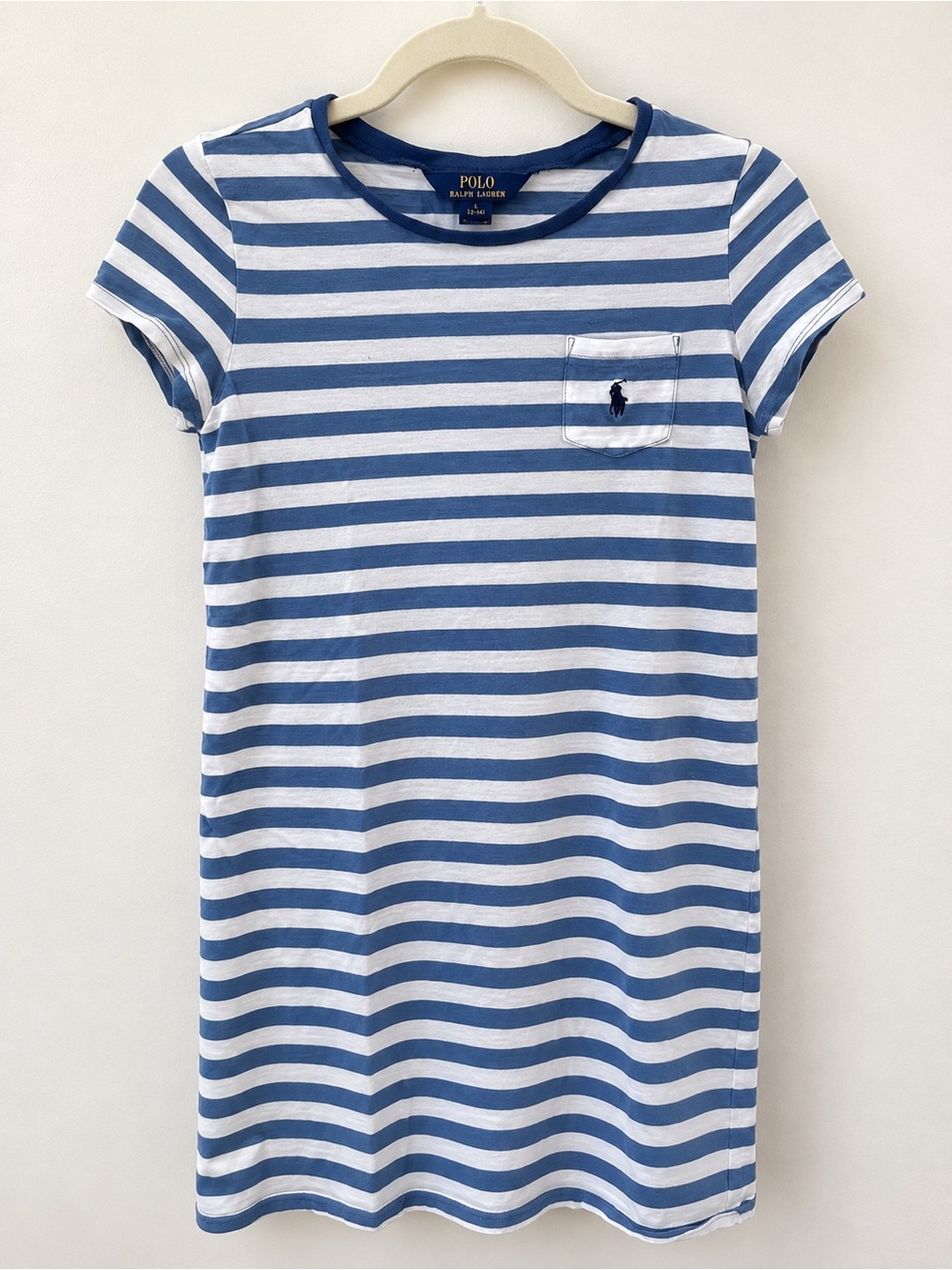 Polo by Ralph Lauren Blue & White Striped Pocket Tee Dress